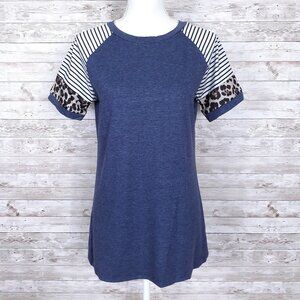 Ritera Womens Short Sleeved Tee S Stripe Animal Print 568A